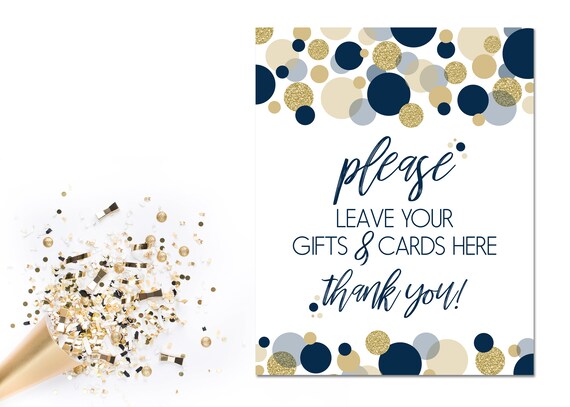 Gift Table Sign - Blue and Gold Baby Shower - Baby Shower Gifts & Cards Sign - INSTANT DOWNLOAD - Printable Il_570xn