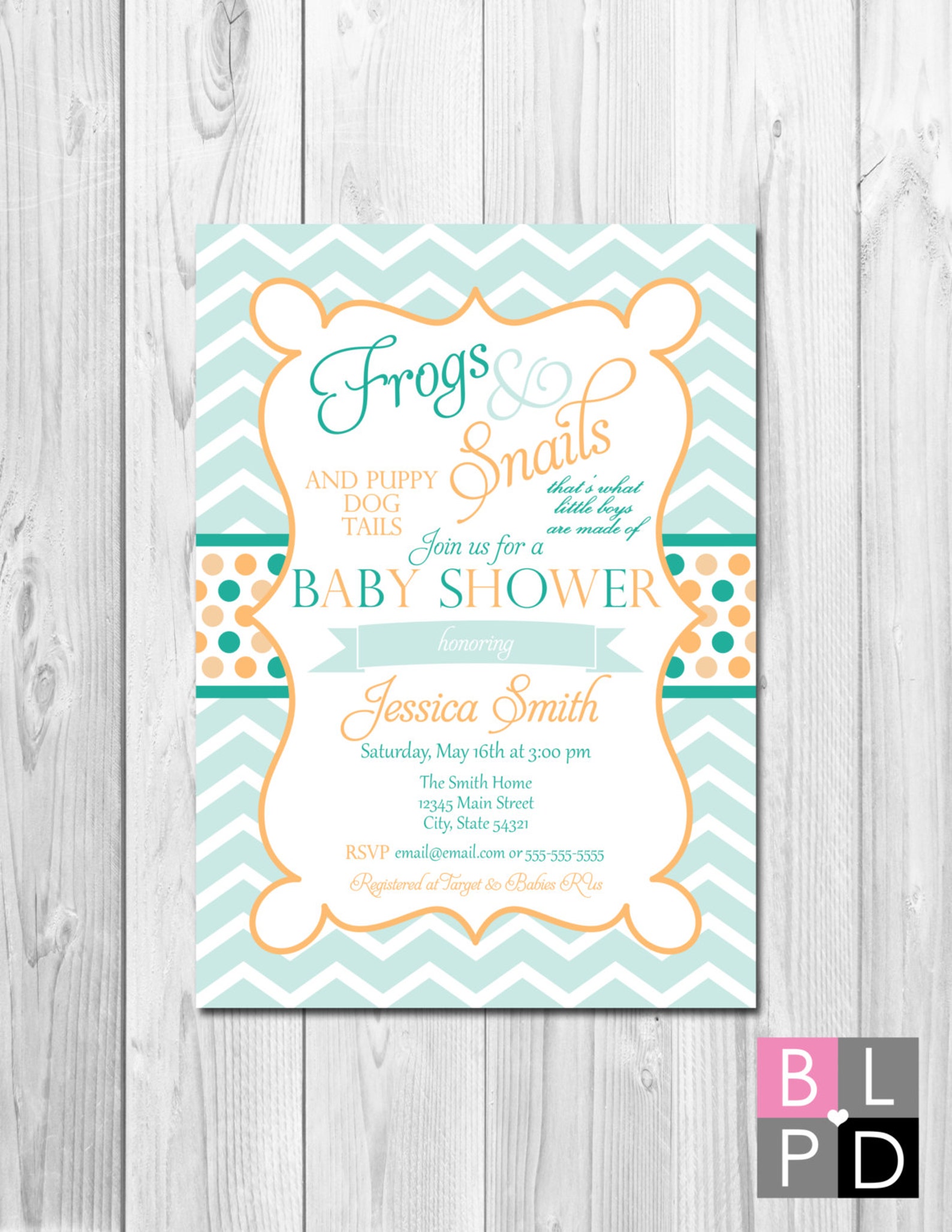 Frogs Snails & Puppy Dog Tails Baby Shower Invitation Boy Etsy