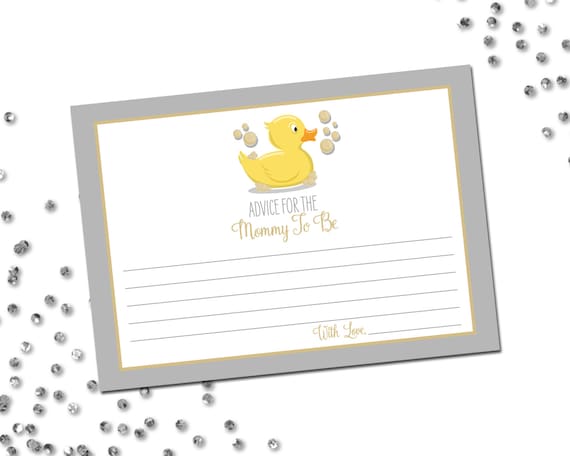Advice for Mommy To Be - Duck Baby Shower - Duck Shower Game - Yellow Duck - Gold Gray - INSTANT DOWNLOAD - Printable Il_570xn
