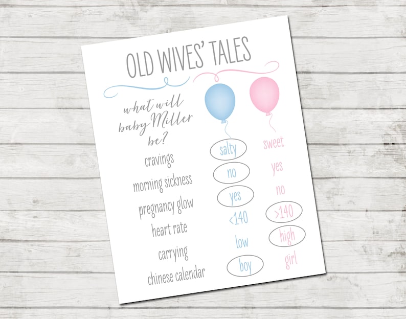 Gender Reveal Old Wives Tales Gender Reveal Printable - Etsy