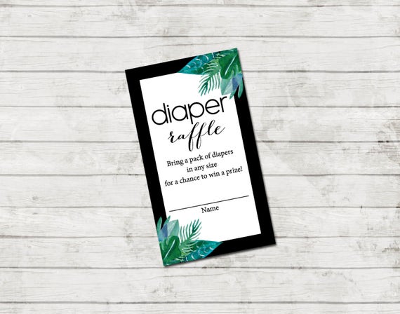 Diaper Raffle Ticket - Tropical Baby Shower - Luau Baby Shower - Aloha Baby - Green Leaves - INSTANT DOWNLOAD - Printable Il_570xn