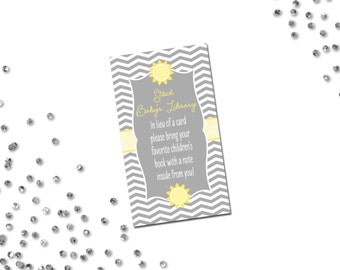 Book Request - You Are My Sunshine Baby Shower - Chevron Stripes and Stripes - Grey Yellow - Modern Layout - INSTANT DOWNLOAD - Printable
