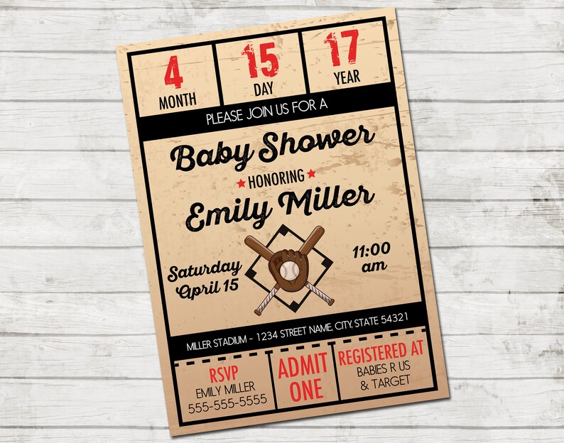 Baseball Baby Shower Invitation Vintage Baseball Baby Shower Etsy