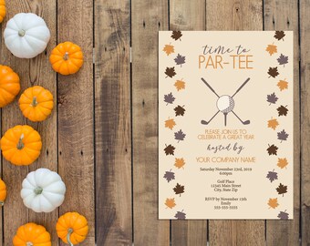 Company Fall Party Invitation - Golf - Company Corporate End of Year Party - Client Appreciation Party - Printable