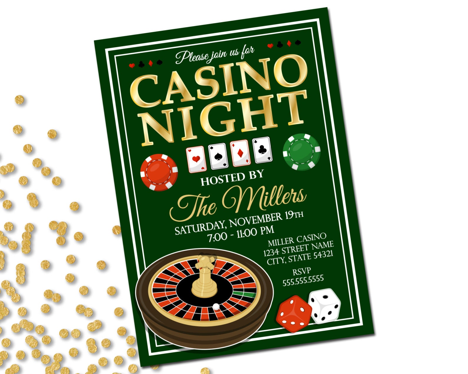 Casino Party Invitation Casino Night Casino Invite Etsy