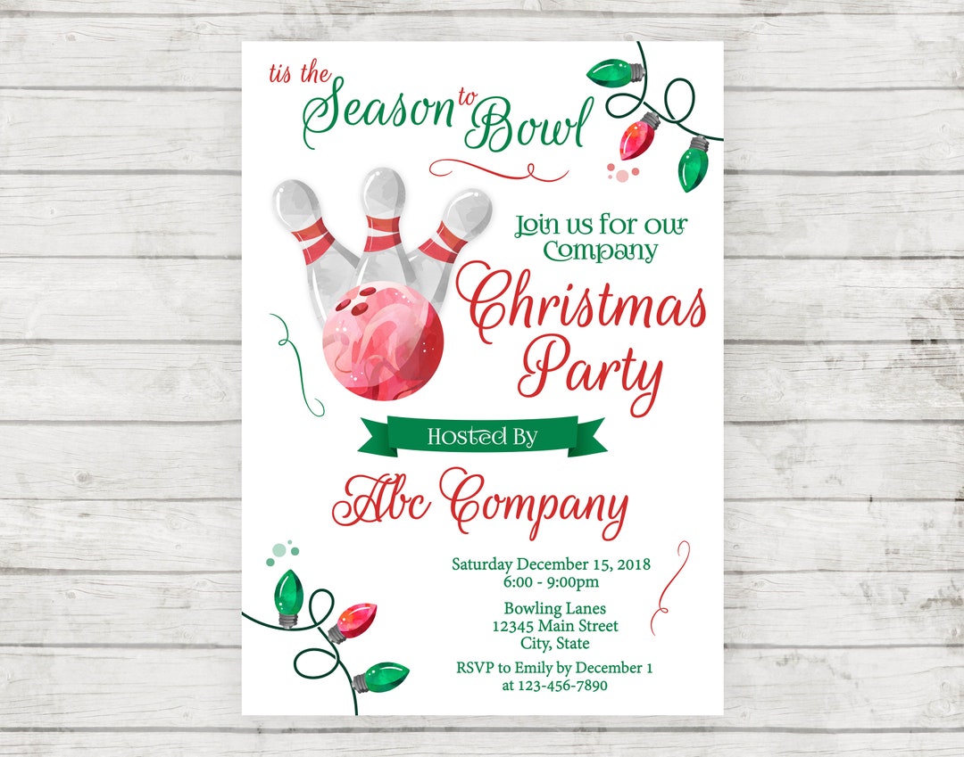 Company Holiday Party Invitation Bowling Party Christmas Bowling Party