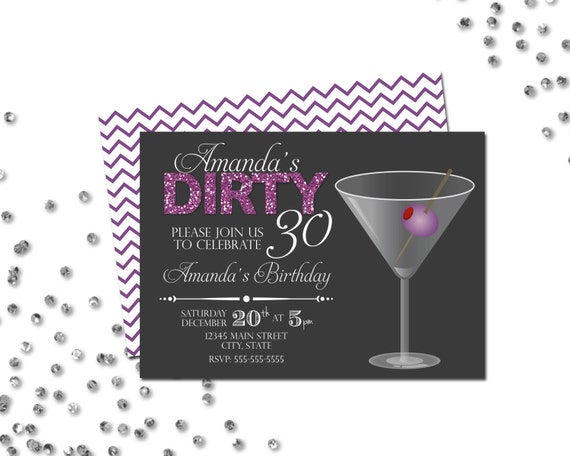 Dirty Thirty Birthday Party Invitation Dirty 30 Purple Chevron dirty-thirty-birthday-party-invitation-dirty-30-purple-chevron
