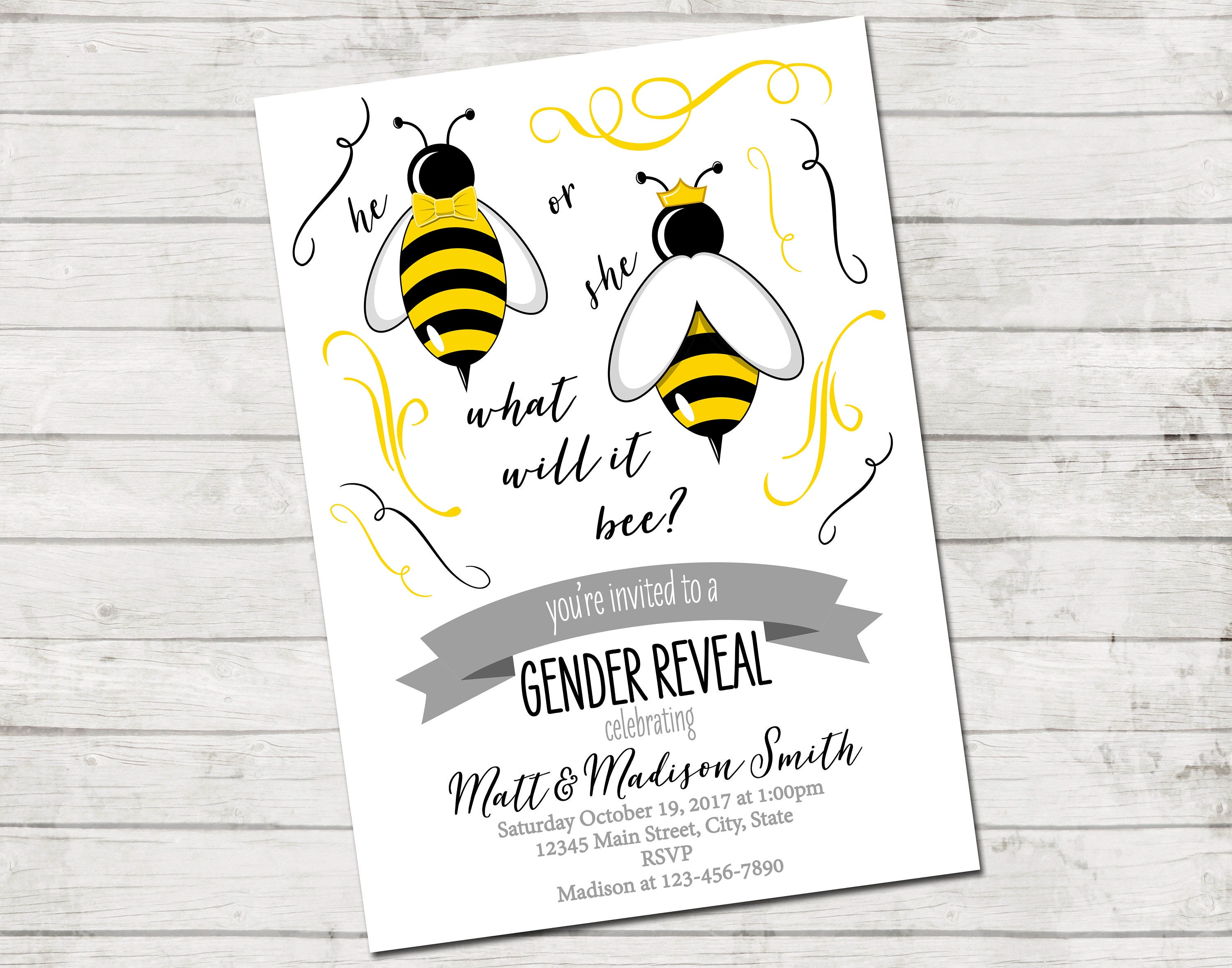 He Or She What Will It Bee Invitation Gender Reveal Etsy He Or She What Will It Bee Invitation Gender Reveal Etsy