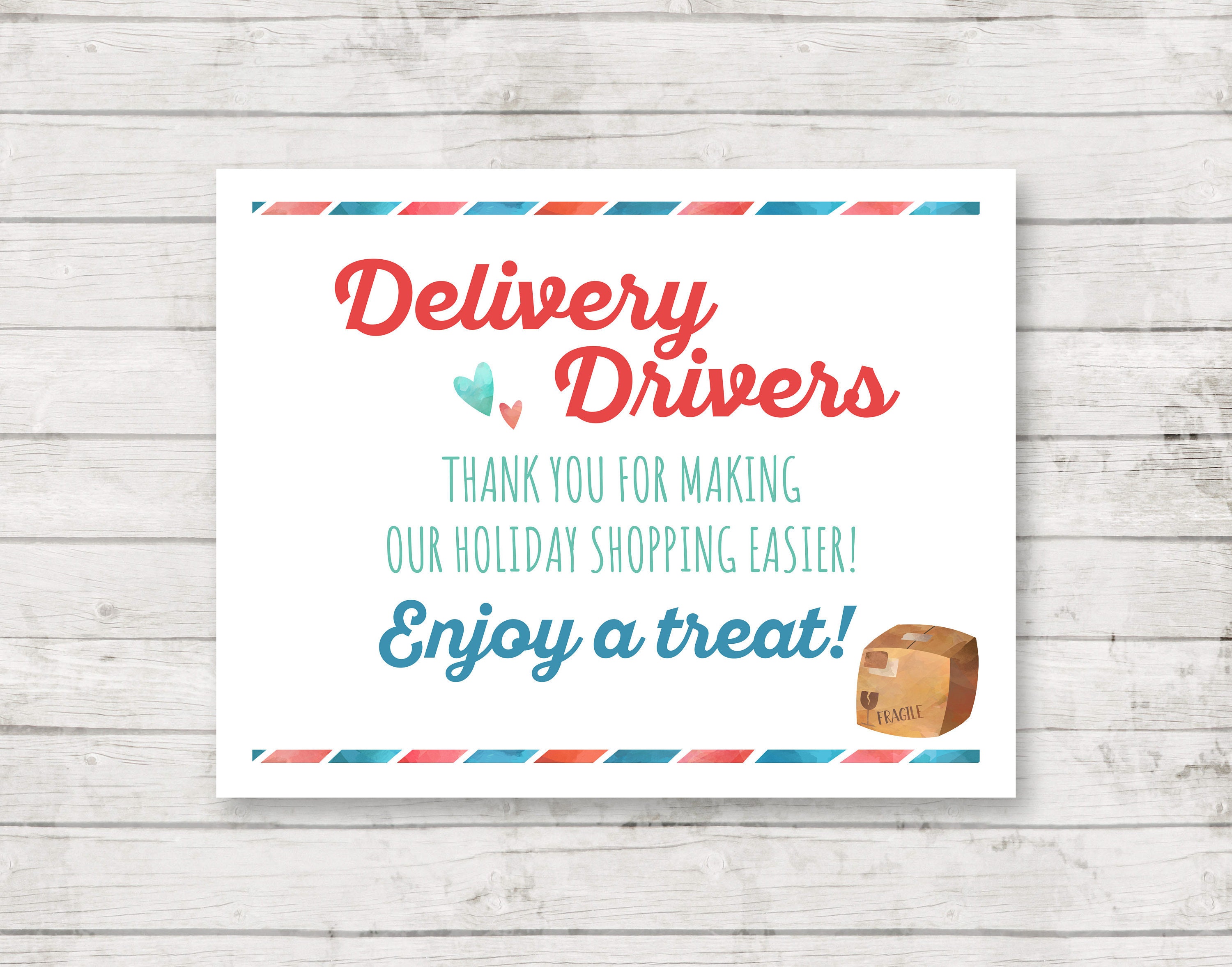 Thank You Delivery Drivers Free Printable