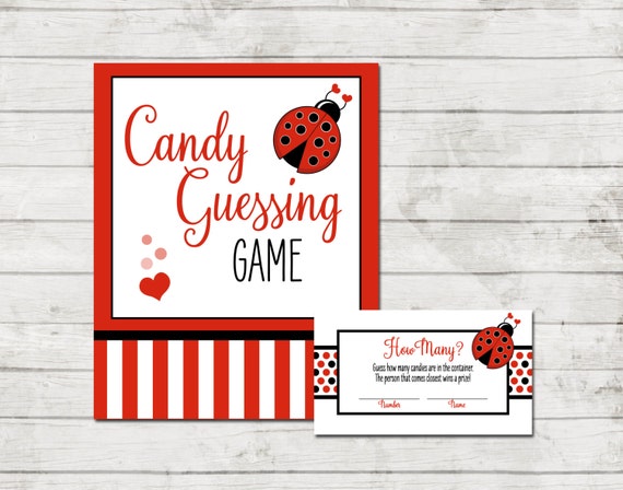 Candy Guessing Game - Valentines Baby Shower - Lady Bug - Lady Bug Valentine Shower - Red Black - INSTANT DOWNLOAD - Printable Il_570xn