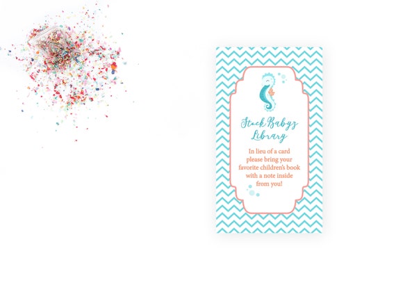 Book Request - Seahorse Baby Shower - Under the Sea - Teal Turquoise Orange - Chevron Stripes - INSTANT DOWNLOAD - Printable Il_570xn