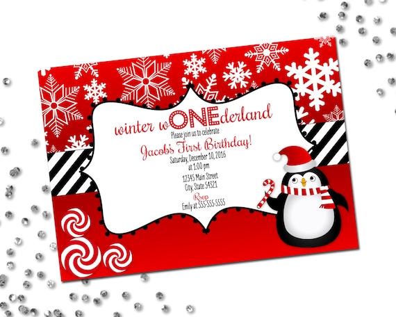 winter wonderland invitation first birthday invite holiday