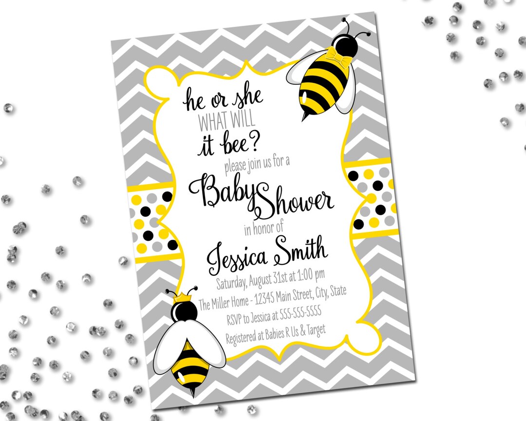 He or She What Will It Bee Invitation Gender Reveal Invitation Bumble ...