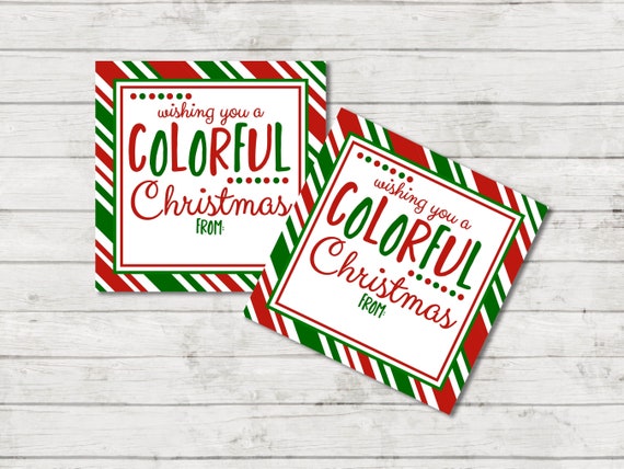 Colorful Christmas Gift Tag - Preschool Kids Christmas Gift Tag - Christmas Printable - Green and Red - INSTANT DOWNLOAD - Printable Il_570xn