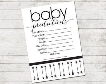 Baby Predictions - Arrow Baby Shower - Modern Baby Shower - Black & White Series - Black White Modern - INSTANT DOWNLOAD - Printable