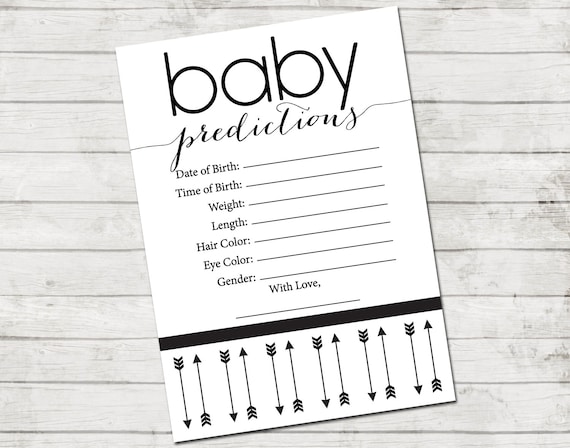 Baby Predictions - Arrow Baby Shower - Modern Baby Shower - Black & White Series - Black White Modern - INSTANT DOWNLOAD - Printable Il_570xn
