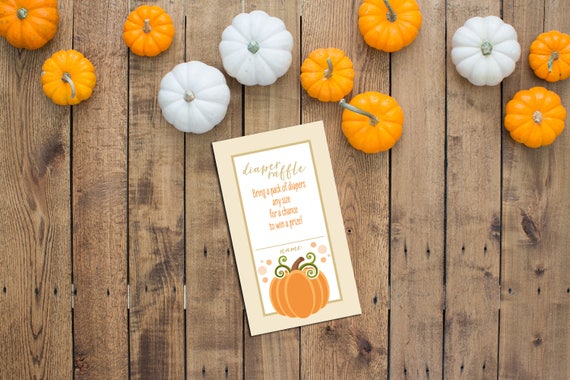 Diaper Raffle Ticket - Little Pumpkin Shower - Fall Baby Shower - Pumpkin - Orange and Gold - INSTANT DOWNLOAD - Printable Il_570xn