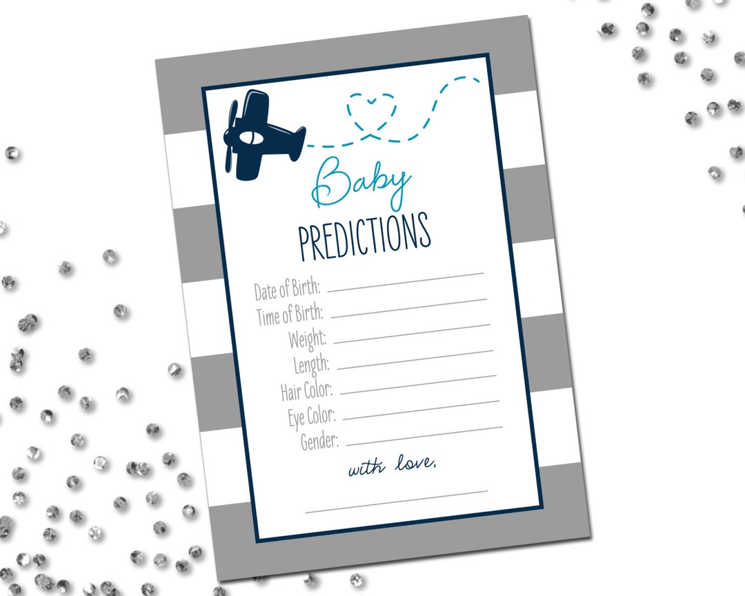 Baby Predictions Airplane Baby Shower Airplane Printable Etsy