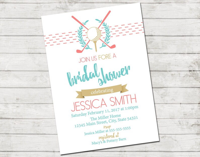 Golf Bridal Shower Invitation Golf Theme Bridal Shower Etsy