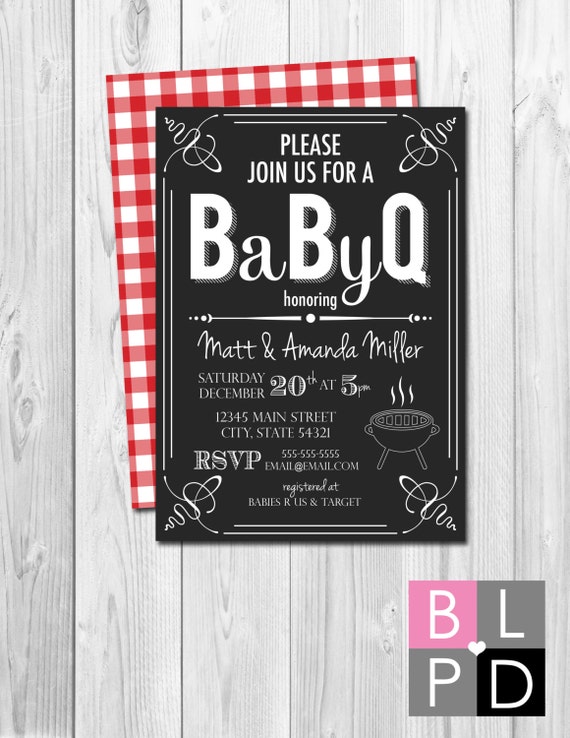 BabyQ Baby Shower Invitation BBQ Baby Shower Coed Baby Shower