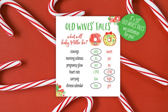 Gender Reveal Old Wives Tales - Gender Reveal Printable - Donuts - Christmas Gender Reveal Shower - Printable Il_570xn