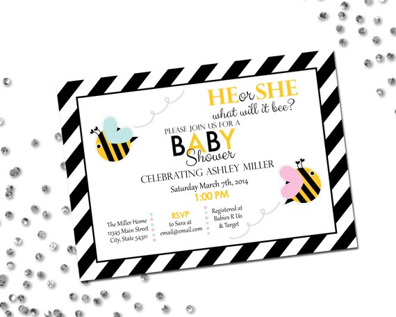What Will It Bee Baby Shower Invitation - Bumble Bee Baby Shower - DIY - Printable Il_570xn