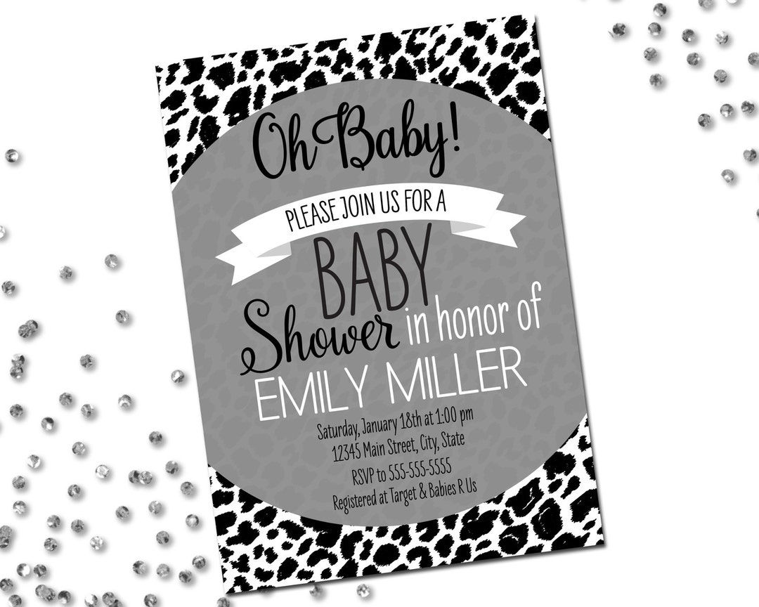 Animal Print Baby Shower Invitation Brown Cheetah Leopard Etsy