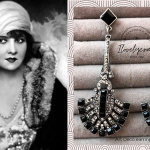 Art Deco earrings  Downton Abbey jewelry Gatsby Dress 1920s jewelry Flapper dress Roaring 20s 1920s headpiece  bridal accessories vintage