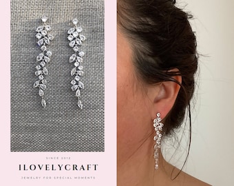 Chandelier earrings Bridal Drop Earrings Statement Earrings Wedding jewelry bridal party Rose gold earrings Gifts for her Wedding earrings