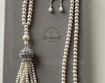 Vintage pearl necklace 1920s  Flapper dress Downton Abbey dress 1920s headpiece accessories vintage Gatsby Headpiece