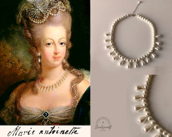 Robe du 18ème siècle Marie Antoinette Bijoux Versailles aethétique Collier de perles baroques Regency Tudor Pearl Chocker vintage Elizabeth Pearl