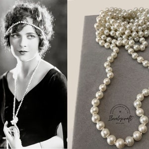 1920s Dress Gatsby necklace Pearl Necklace 1920s headpieceFlapper dress Downton Abbey wedding bridal accessories vintage Gatsby Headpiece