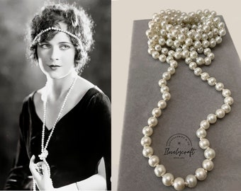 1920s Dress Gatsby necklace Pearl Necklace 1920s headpieceFlapper dress Downton Abbey wedding bridal accessories vintage Gatsby Headpiece