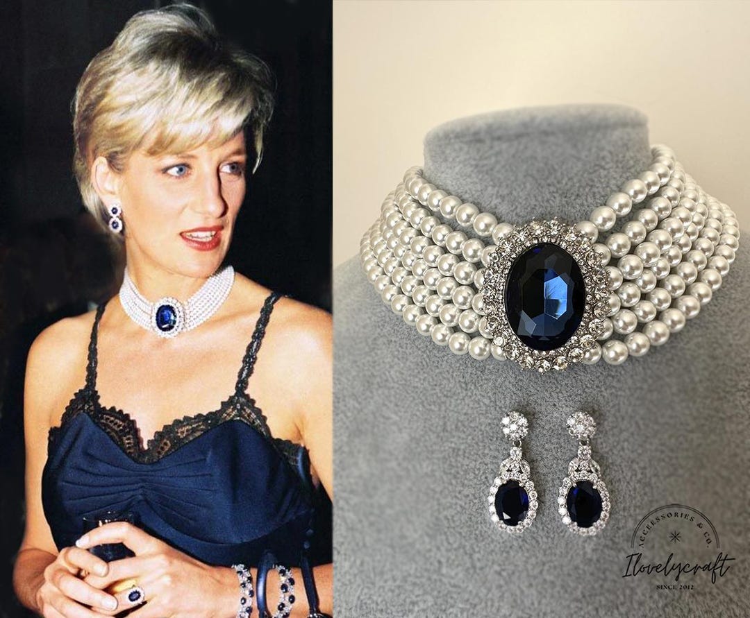 Princess Diana Jewelry Blue Sapphire Necklace Kate Middelton