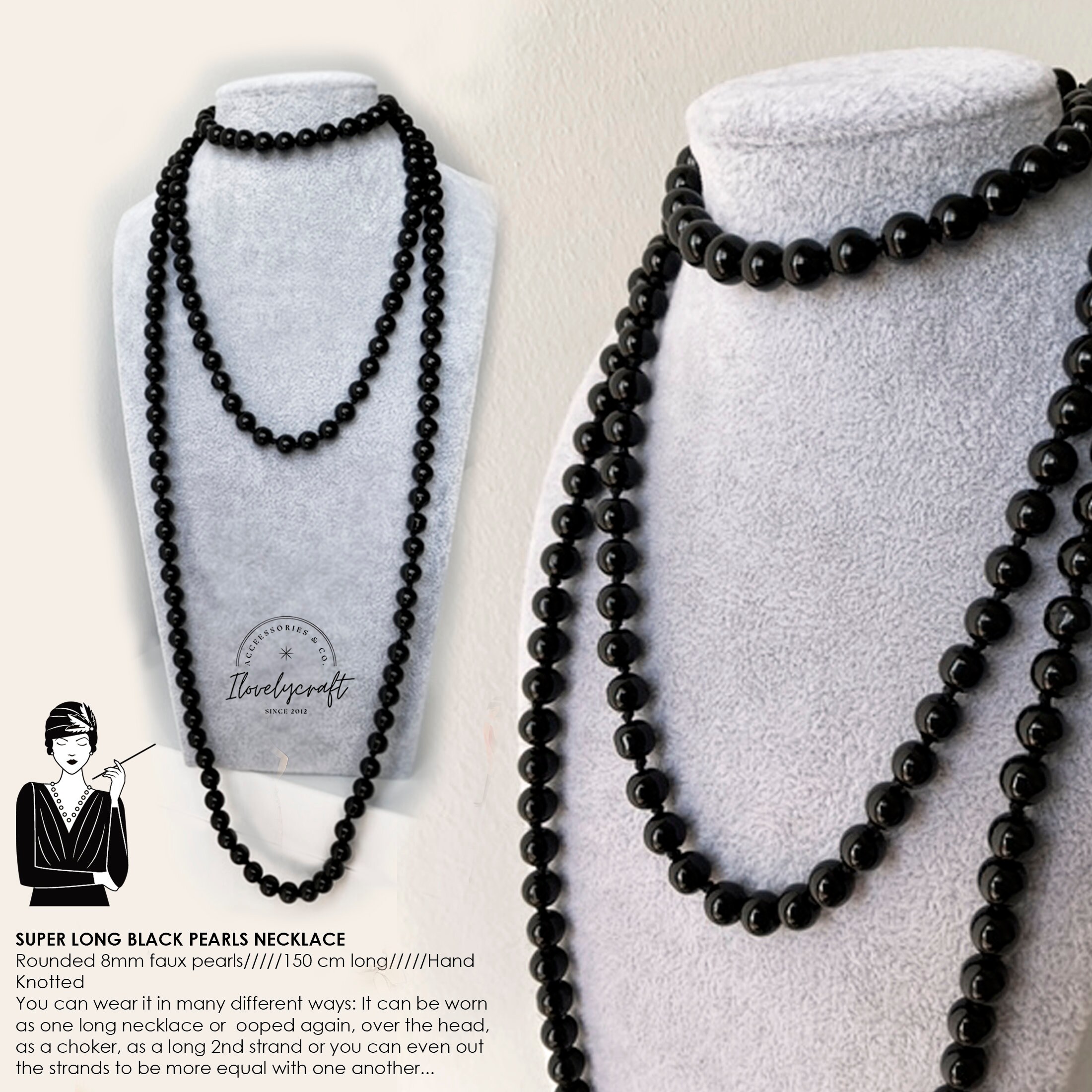 72 Gatsby Pearl Necklace Moll Flapper Beads 1920s Fancy Dress