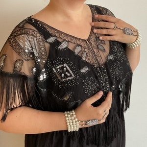 1920s Great Gatsby dress Bolero Sequin cape Flapper dress Sequins shawl 1920s headpiece Bridal vintage Roaring 20s Art Deco Gatsby Dress