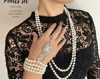 Collier Ras De Cou Collier Perles Vintage NIANOPKM - Ras Du Court Multicouches - Style Flapper Gatsby - Adjustable - Cadeau Élégant Longueur Ajustable