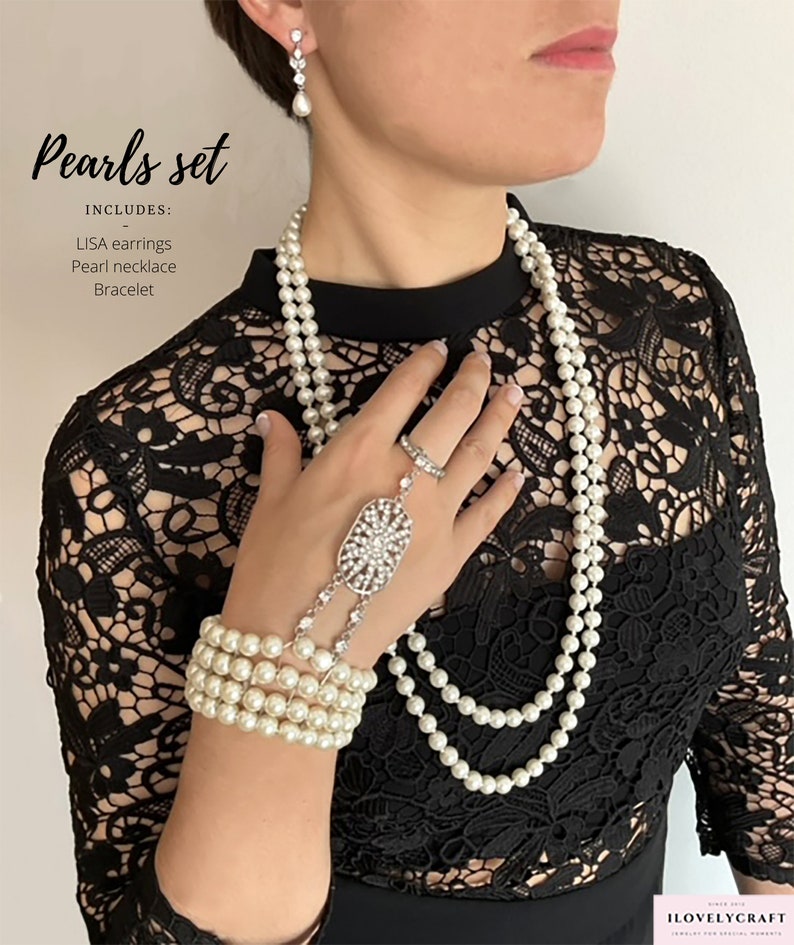 1920s Dress Gatsby Necklace 1920s Pearl Necklace Flapper Dress Downton ...