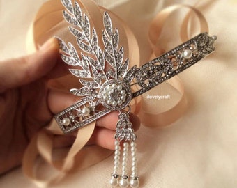 Jaren 1920 zendspoel Gatsby-zendspoel Flapper Art Deco Flapper hoofdband Gatsby-jurk Flapper-jurk Gatsby-hoofdband Roaring 20s Gatsbylady