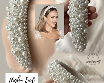 Bridal earrings wedding jewelry 1920s Dress Ivory Pearl Wedding tiara 1920s Jewelry Headpiece for Bride Pearls Headband teardrop earrings