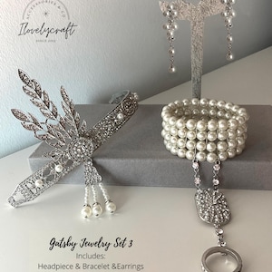1920s Jewelry 1920s Headpiece Great Gatsby Headpiece Flapper dress gatsby headpiece wedding vintage 1920s dress Art Deco earrings Downton