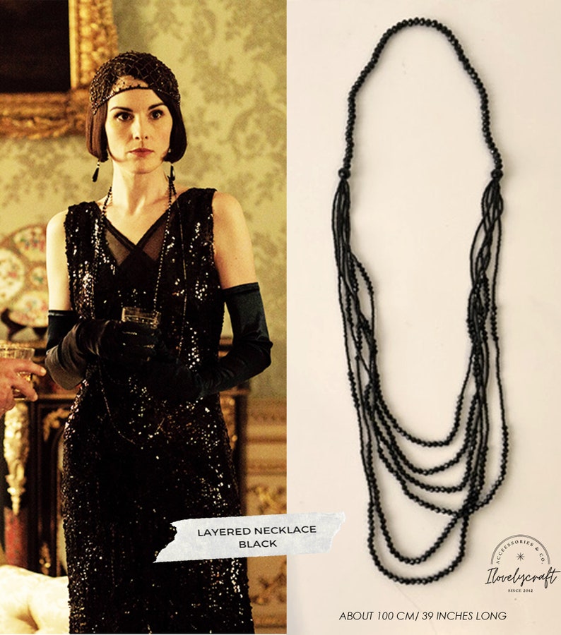 Puede incluir: Collar negro de varias capas hecho de peque&ntilde;as cuentas. El collar mide aproximadamente 100 cm de largo.