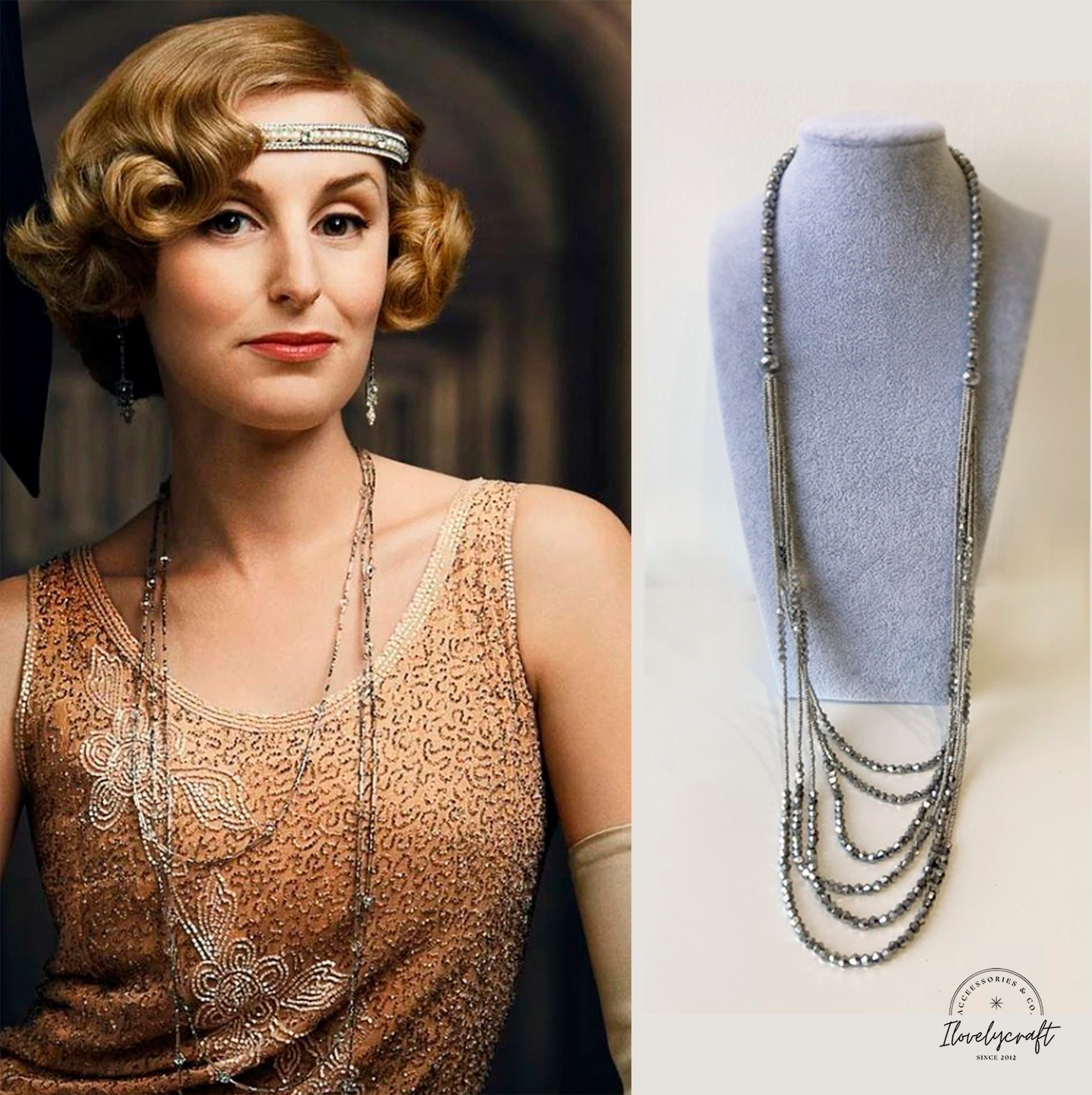 Vintage Pearl Necklace Faux Pearl Necklace Flapper Beads Cluster Long  Necklace For Gatsby 1920s Accessories For Women