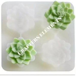 SET OF 4 molds --- Silicone Cactus Succulent Mold Boho Hand soap Shampoo Bars 4 Cavity USA