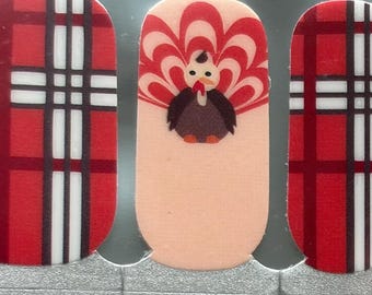 Thanksgiving Turkey Plaid Nail Wraps – Autumn Nail Polish Strips