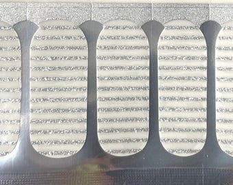 Transparent Silvery Glitter Stripe Nail Wraps – Dry Nail Polish Stickers