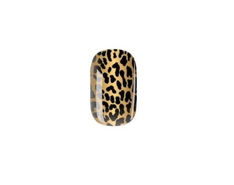Leopard Print Nail Stickers - Black and Gold - Nail Wrap - Dry Nail Polish - Nail Wraps