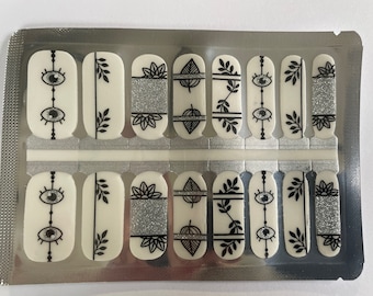 Transparent - Black and Silver - Dry Nail Polish - Long Wear Nail Wraps