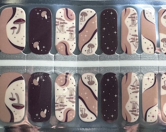 Mushroom Nail Wraps - Nail Decals - Nail Stickers - 100% Nail polish - Beige and Brown