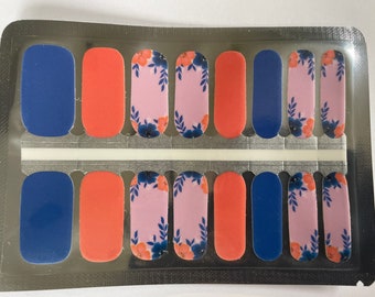 Floral Nail Wraps – Pink Peach and Blue Nail Stickers